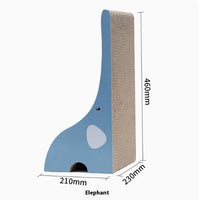 HKM-1175101 Vertical Cat Scratch Board Toy - Giraffe, Elephant, Baby Crocodile Designs in Corrugated Paper