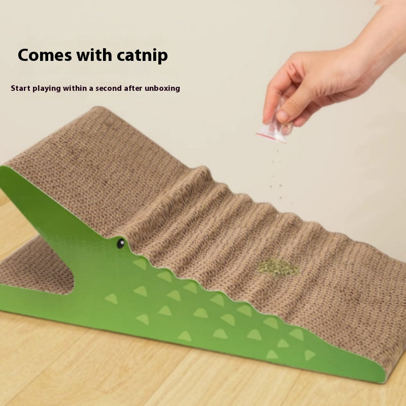 HKM-1175101 Vertical Cat Scratch Board Toy - Giraffe, Elephant, Baby Crocodile Designs in Corrugated Paper