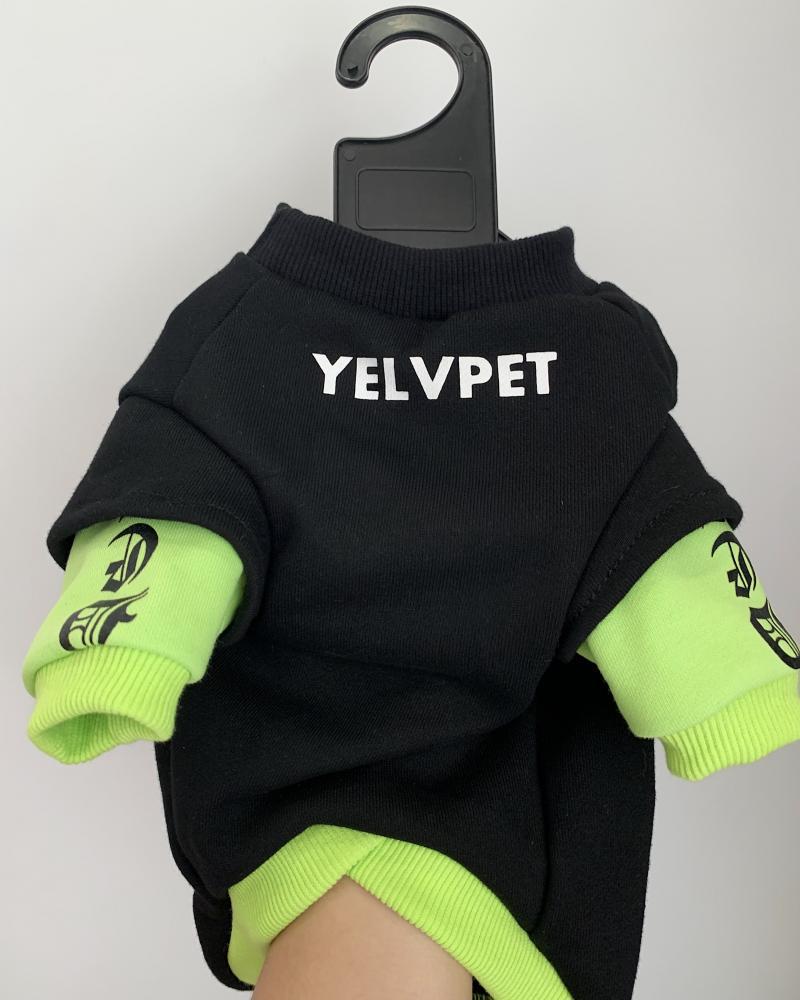 HKM-1175485 Alphabet Print Dog Clothing with Round Neck and Hood Options