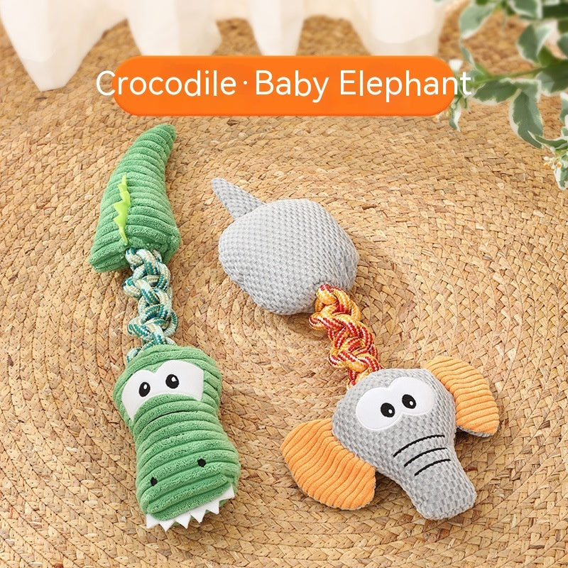 HKM-1175741 Animal Shape Large Dog Nibbling Toy - Crocodile, Elephant, Giraffe, Dinosaur, Calf, Fox