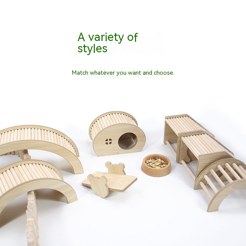 HKM-1176381 Wooden Hamster Bridge Ladder with Arch Design for Pet Decoration