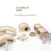 HKM-1176381 Wooden Hamster Bridge Ladder with Arch Design for Pet Decoration