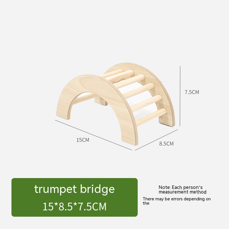 HKM-1176381 Wooden Hamster Bridge Ladder with Arch Design for Pet Decoration