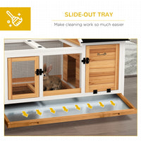 HKM-1178557 Yellow Wooden Rabbit Hutch with Wheels and Slide-out Tray for Small Animals