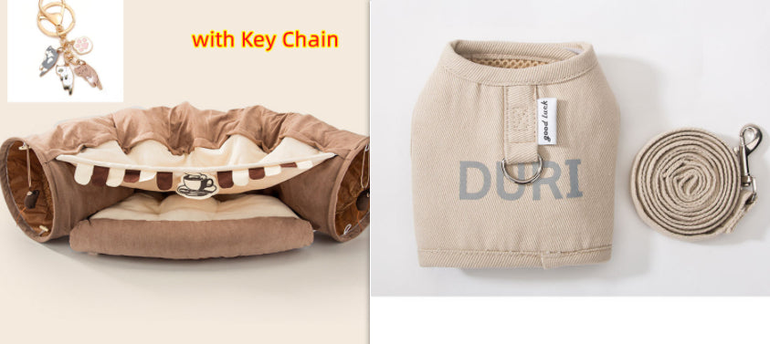 HKM-1178941 Durable Washable Collapsible Cat Tunnel - 45 x 50 x 22 cm Kitty Play Space