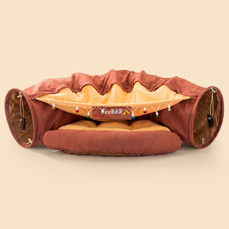 HKM-1178941 Durable Washable Collapsible Cat Tunnel - 45 x 50 x 22 cm Kitty Play Space