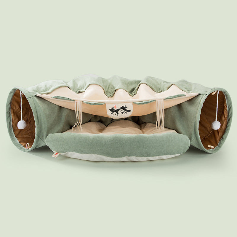 HKM-1178941 Durable Washable Collapsible Cat Tunnel - 45 x 50 x 22 cm Kitty Play Space