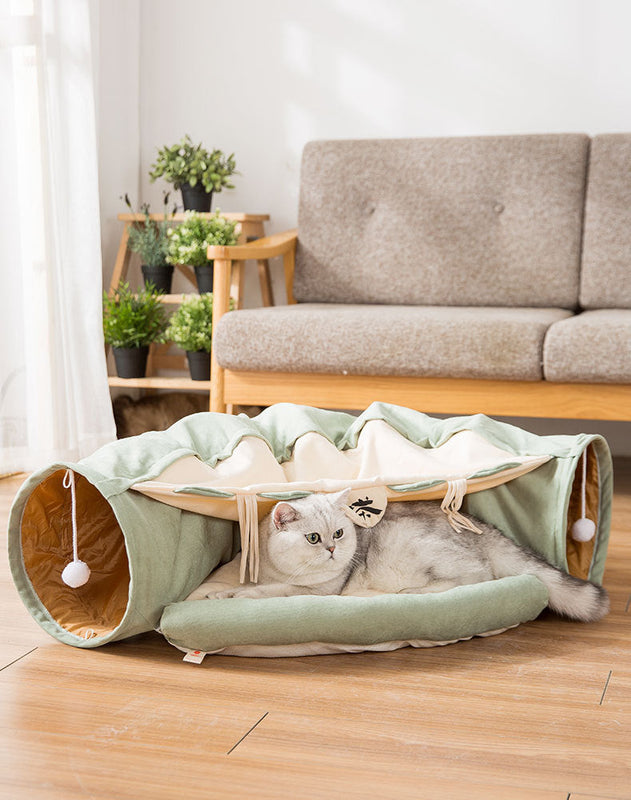HKM-1178941 Durable Washable Collapsible Cat Tunnel - 45 x 50 x 22 cm Kitty Play Space