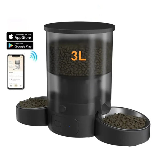 HKM-117971 Smart Automatic Pet Feeder with Double Bowls and APP Control for Dogs and Cats