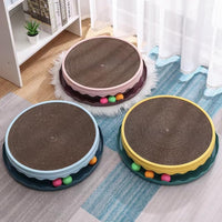 HKM-1180349 Cat Scratching Post with Interactive Toy Balls, Eco-Friendly Corrugated Cardboard, Refillable & Easy to Clean, Indoor Fun for Cats