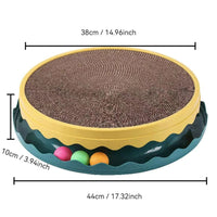 HKM-1180349 Cat Scratching Post with Interactive Toy Balls, Eco-Friendly Corrugated Cardboard, Refillable & Easy to Clean, Indoor Fun for Cats