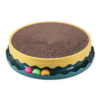 HKM-1180349 Cat Scratching Post with Interactive Toy Balls, Eco-Friendly Corrugated Cardboard, Refillable & Easy to Clean, Indoor Fun for Cats