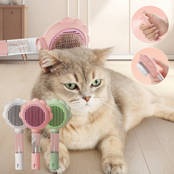 HKM-1180477 2-In-1 Self-Cleaning Pet Grooming Brush with Spray Function for Cats and Dogs