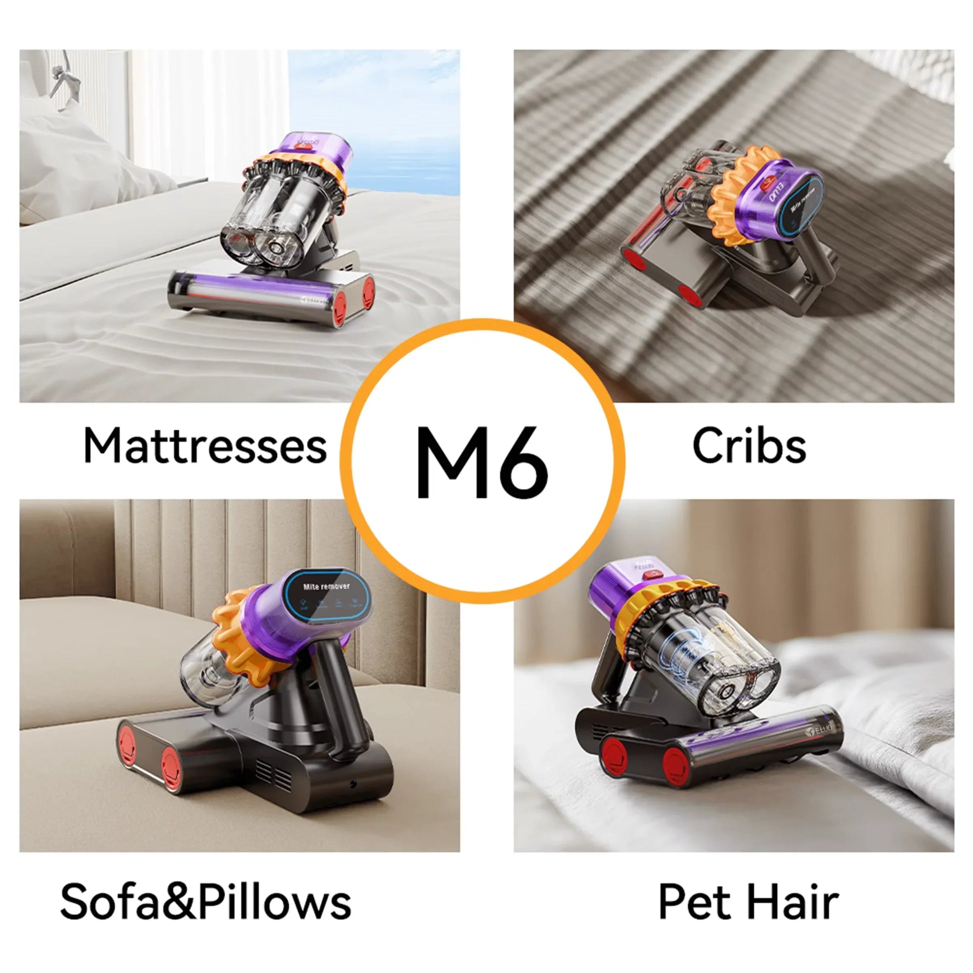 HKM-118099 Wireless Mini Vacuum Cleaner with 20kPa Strong Suction and UV-C Technology for Allergy and Mite Elimination, Ideal for Beds, Sofas, and Cars