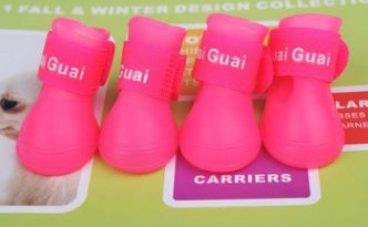 HKM-1181501 Waterproof Rubber Dog Rain Shoes - Available in Black, Rose, Purple, Yellow, Royal Blue - Sizes S, M, L