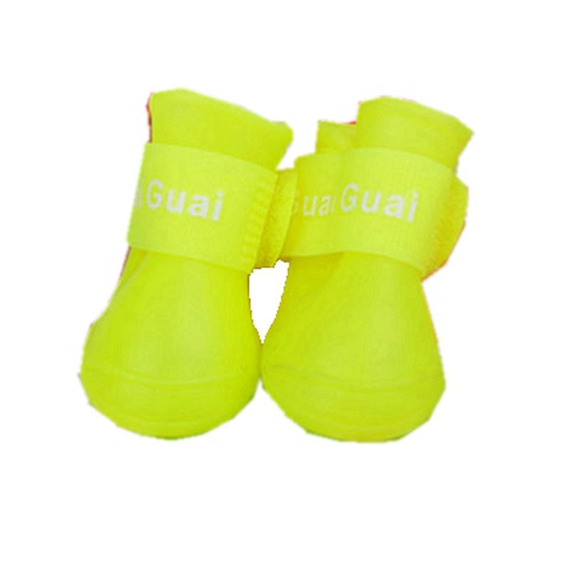 HKM-1181501 Waterproof Rubber Dog Rain Shoes - Available in Black, Rose, Purple, Yellow, Royal Blue - Sizes S, M, L