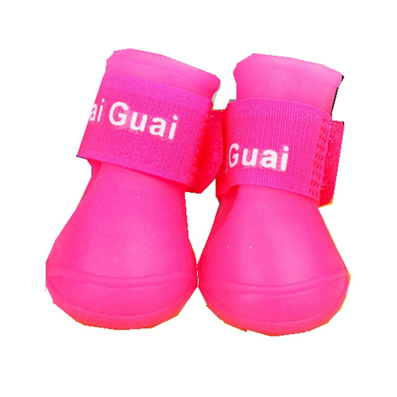 HKM-1181501 Waterproof Rubber Dog Rain Shoes - Available in Black, Rose, Purple, Yellow, Royal Blue - Sizes S, M, L