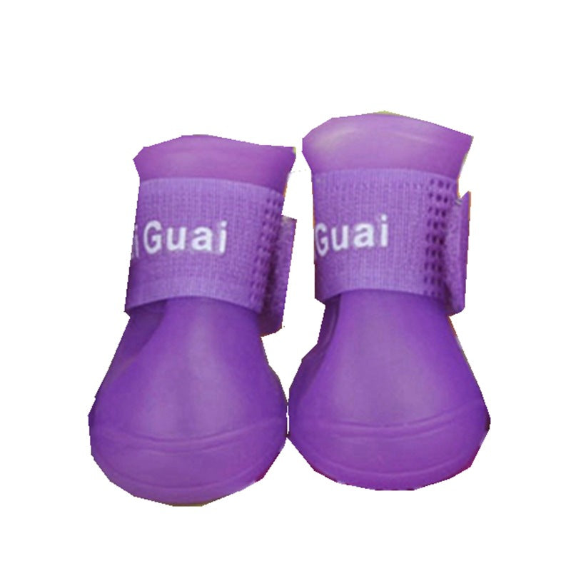 HKM-1181501 Waterproof Rubber Dog Rain Shoes - Available in Black, Rose, Purple, Yellow, Royal Blue - Sizes S, M, L
