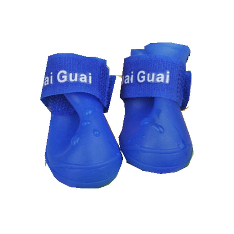 HKM-1181501 Waterproof Rubber Dog Rain Shoes - Available in Black, Rose, Purple, Yellow, Royal Blue - Sizes S, M, L
