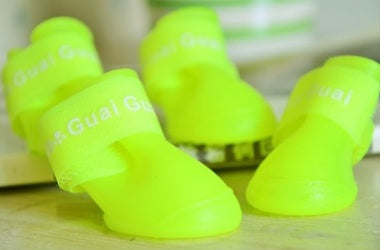 HKM-1181501 Waterproof Rubber Dog Rain Shoes - Available in Black, Rose, Purple, Yellow, Royal Blue - Sizes S, M, L