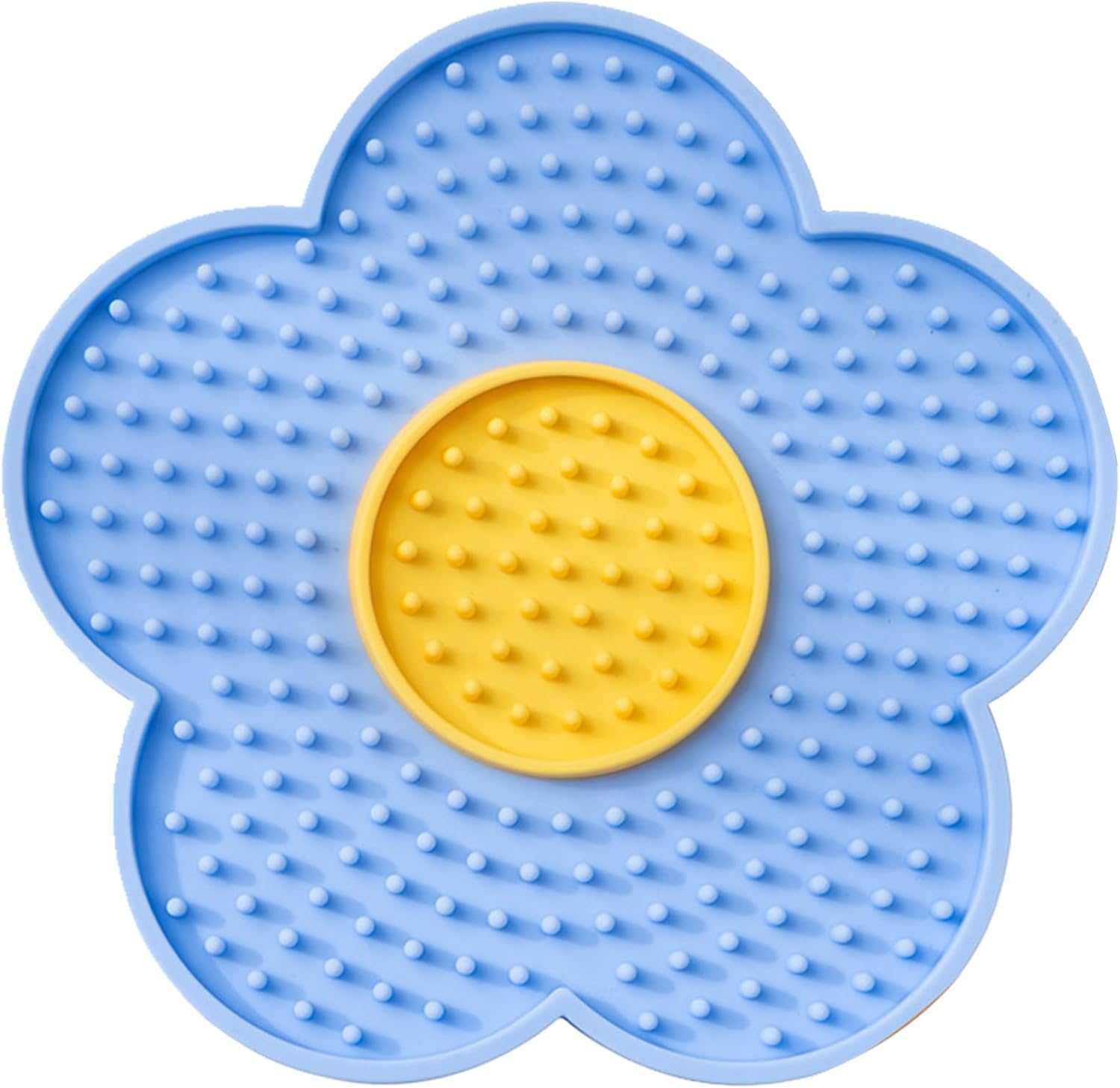 HKM-1182141 Flower-Shaped Silicone Licking Mat with Suction Cups for Dogs and Cats - Slow Feeder Pad for Treats and Bath Time