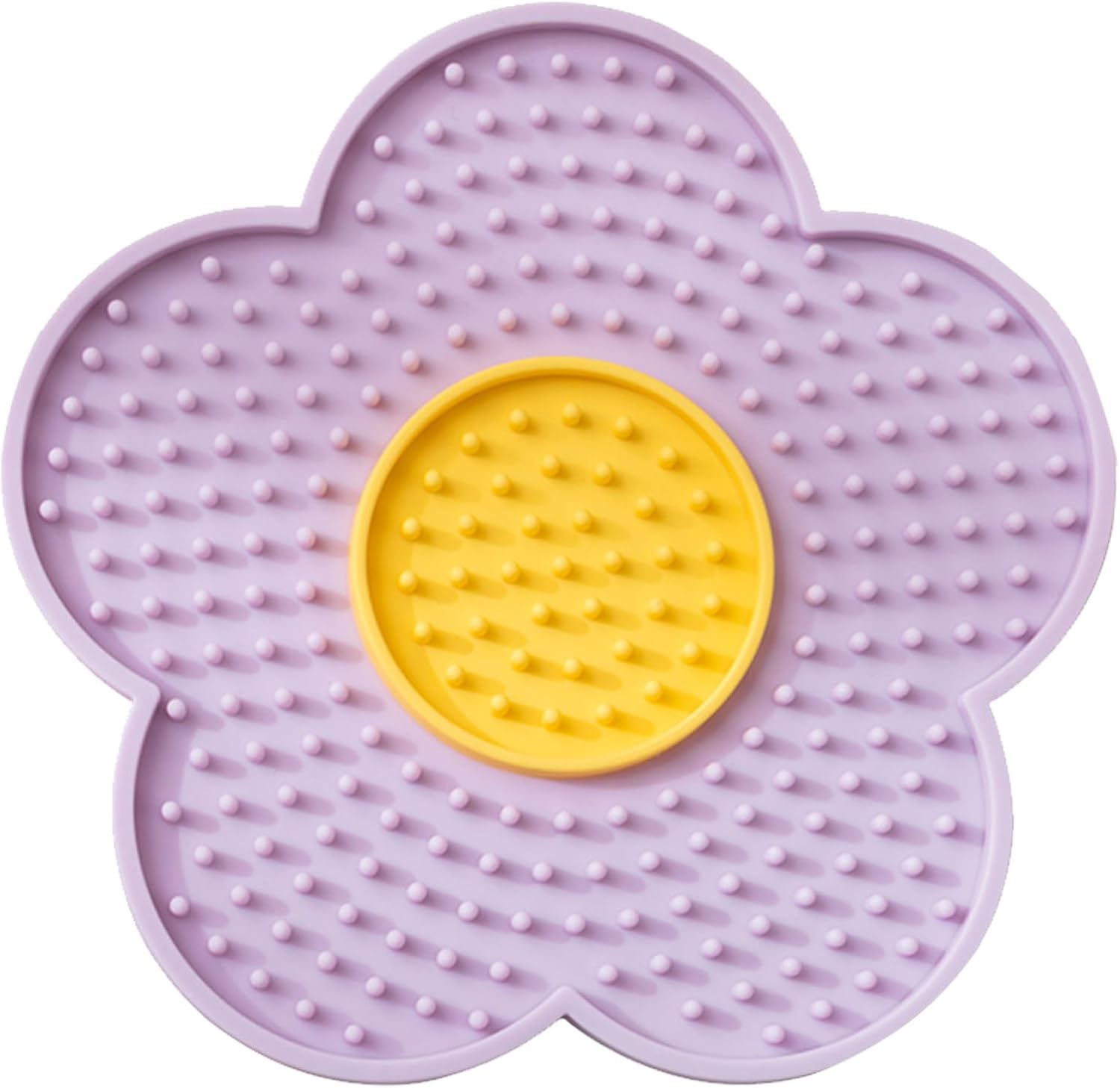 HKM-1182141 Flower-Shaped Silicone Licking Mat with Suction Cups for Dogs and Cats - Slow Feeder Pad for Treats and Bath Time