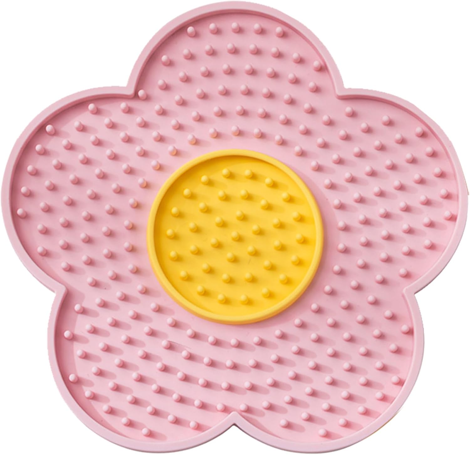 HKM-1182141 Flower-Shaped Silicone Licking Mat with Suction Cups for Dogs and Cats - Slow Feeder Pad for Treats and Bath Time