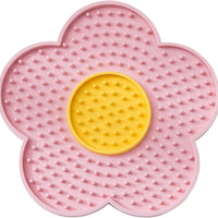 HKM-1182141 Flower-Shaped Silicone Licking Mat with Suction Cups for Dogs and Cats - Slow Feeder Pad for Treats and Bath Time