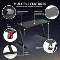 HKM-118227 RGB Gaming Desk with Cup Holder and Modern Design for Gamers