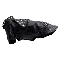HKM-1183037 Stylish Rivet Black Leather Coat for Dogs and Cats - Ideal for Autumn and Winter, Sizes S to XL