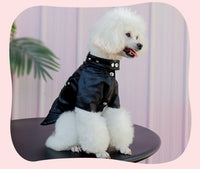 HKM-1183037 Stylish Rivet Black Leather Coat for Dogs and Cats - Ideal for Autumn and Winter, Sizes S to XL