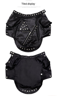 HKM-1183037 Stylish Rivet Black Leather Coat for Dogs and Cats - Ideal for Autumn and Winter, Sizes S to XL
