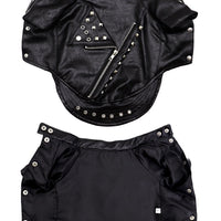 HKM-1183037 Stylish Rivet Black Leather Coat for Dogs and Cats - Ideal for Autumn and Winter, Sizes S to XL