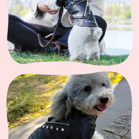 HKM-1183037 Stylish Rivet Black Leather Coat for Dogs and Cats - Ideal for Autumn and Winter, Sizes S to XL