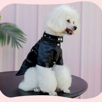 HKM-1183037 Stylish Rivet Black Leather Coat for Dogs and Cats - Ideal for Autumn and Winter, Sizes S to XL