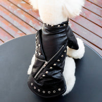 HKM-1183037 Stylish Rivet Black Leather Coat for Dogs and Cats - Ideal for Autumn and Winter, Sizes S to XL