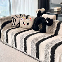HKM-118419 Durable Non-Slip Chenille Sofa Slipcover in Striped Design, Multiple Sizes Available