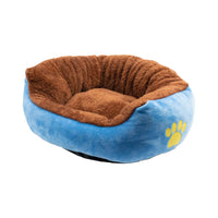 HKM-1184701 Cozy Cloth Pet Sofa with Paw Print Design in Blue and Pink, Available in S, M, L Sizes