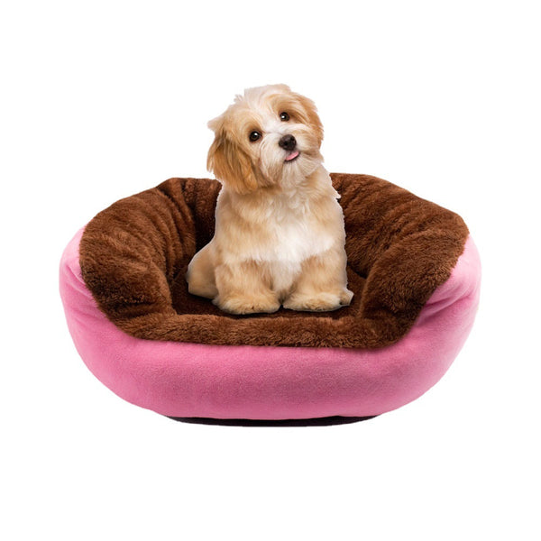 HKM-1184701 Cozy Cloth Pet Sofa with Paw Print Design in Blue and Pink, Available in S, M, L Sizes