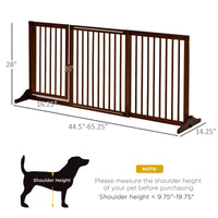 HKM-1186109 Adjustable Freestanding Wooden Pet Gate with Lockable Door, 3 Panels - Brown