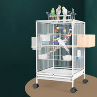 HKM-118611 Large Metal Bird Cage with Feeder, Grass Nest & Breeding Box, 45.6x45.6x86 cm, Black or White