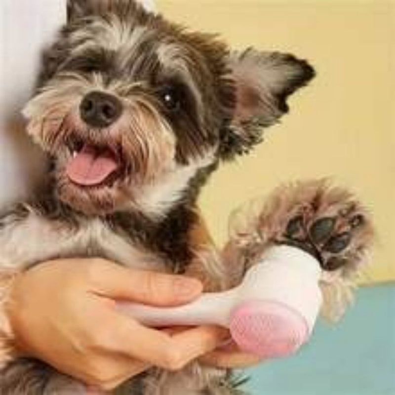 HKM-1187901 Gentle Nylon Pet Grooming Paw Brush for Cats and Dogs - Easy Clean Massage Tool