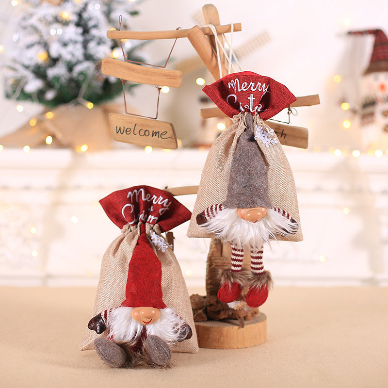 HKM-118803 Forester Linen Gift Bag with Red or Grey Hat – 16.5 x 27 CM