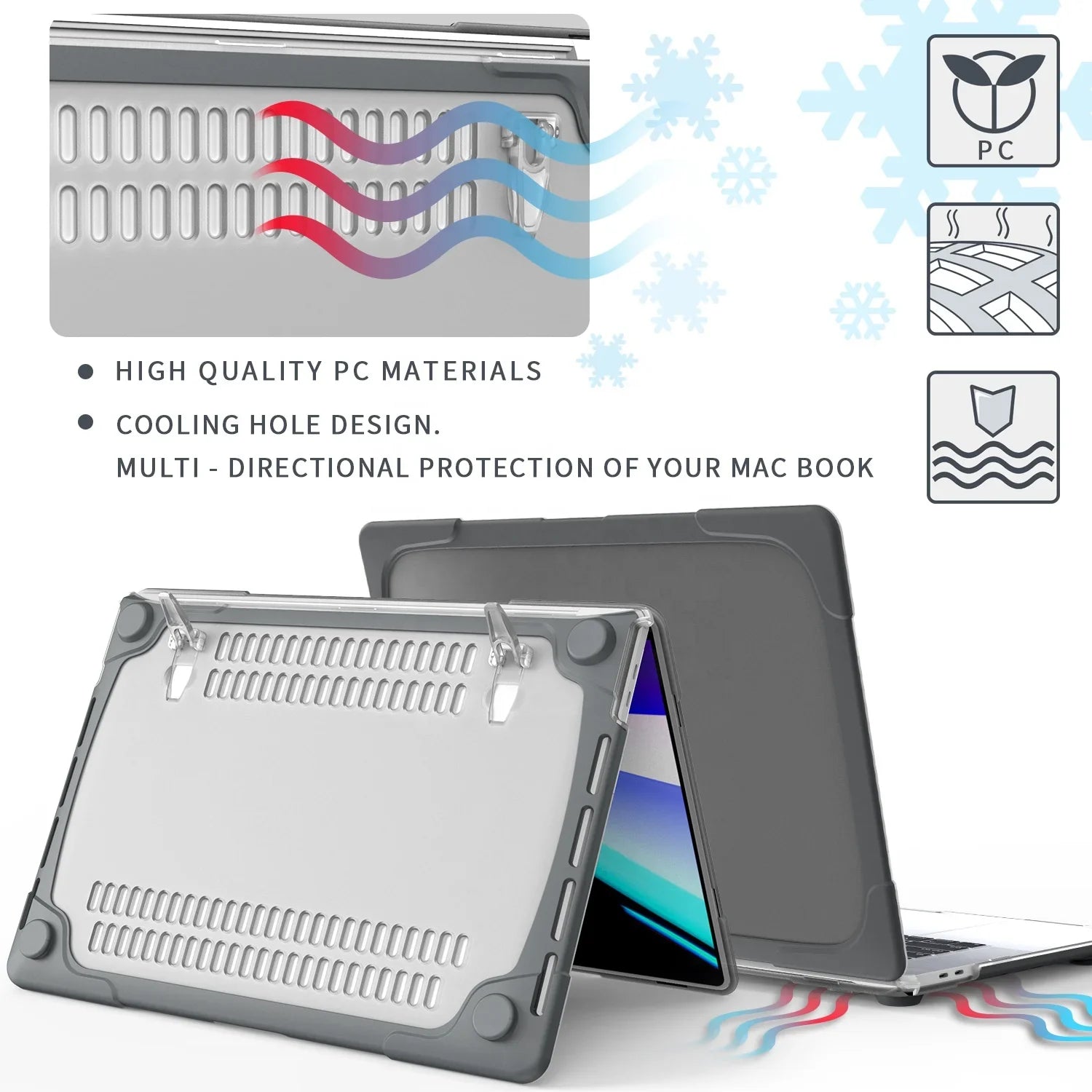 HKM-119059 Dual Layer Hard Shell Case with Foldable Stand for MacBook Pro 16 Inch (2019)