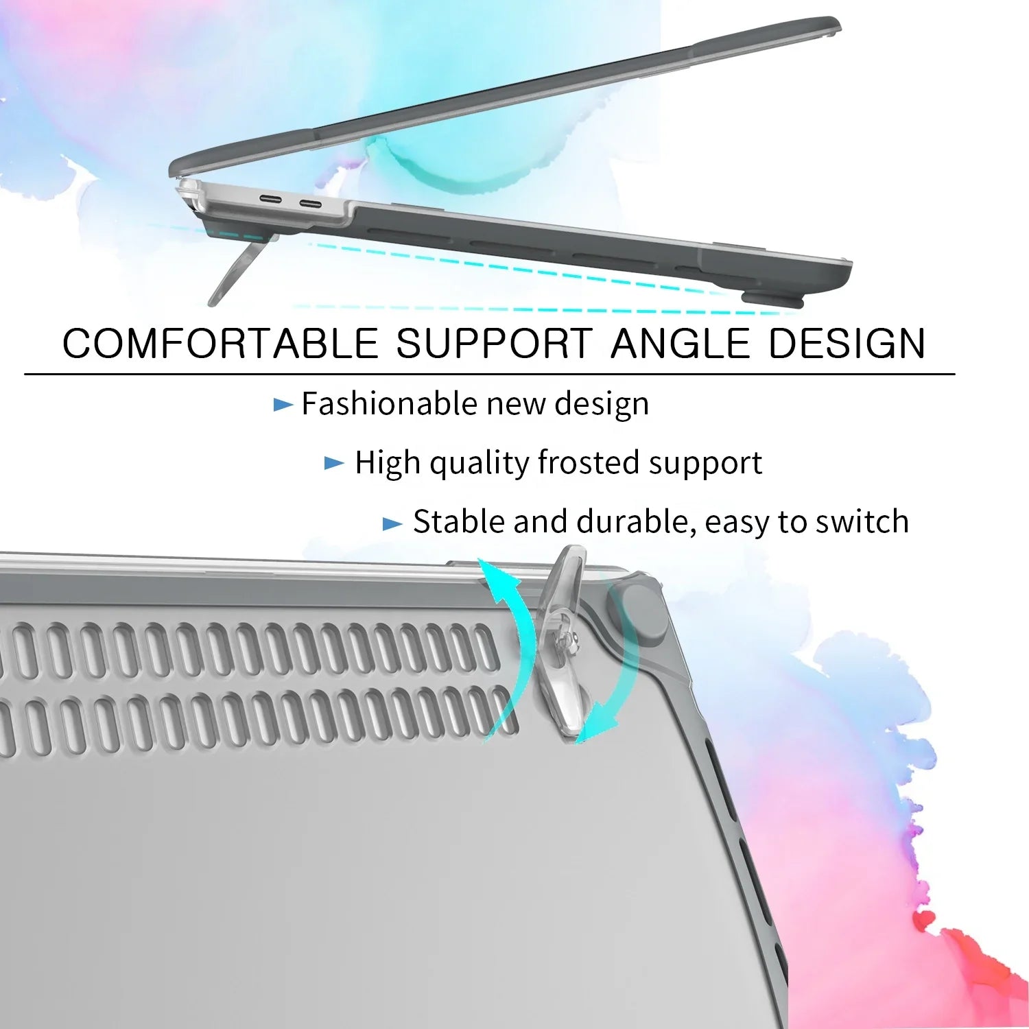 HKM-119059 Dual Layer Hard Shell Case with Foldable Stand for MacBook Pro 16 Inch (2019)
