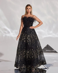 HKM-119059 Sophisticated Black Evening Dress for Women - EZ25041 Design