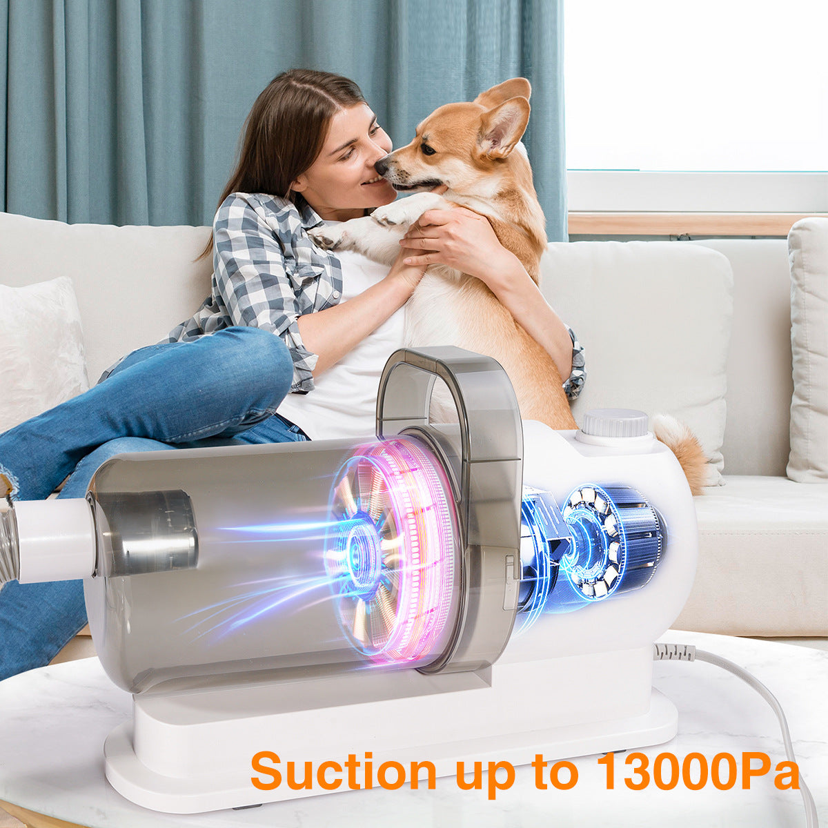 HKM-1191997 All-in-One Pet Hair Care Suction and Scissors Machine with Accessories