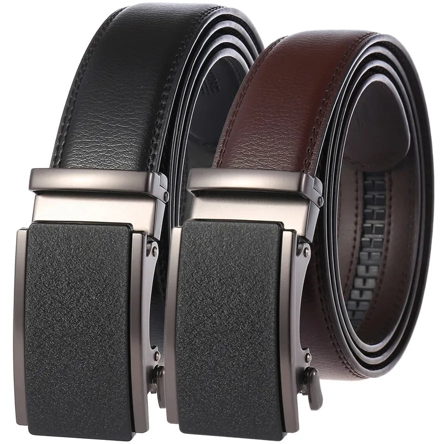HKM-119379 Automatic Business Ratchet Men Cowhide Leather Belt - Custom Logo Available