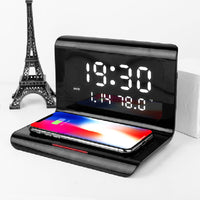 HKM-119379 Wireless Charging Alarm Clock with Perpetual Calendar and Temperature Display
