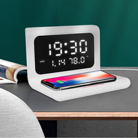 HKM-119379 Wireless Charging Alarm Clock with Perpetual Calendar and Temperature Display